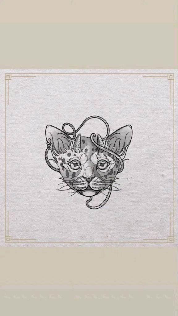 Flash tatouage chat léopard disponible - Anne Bonny Ink