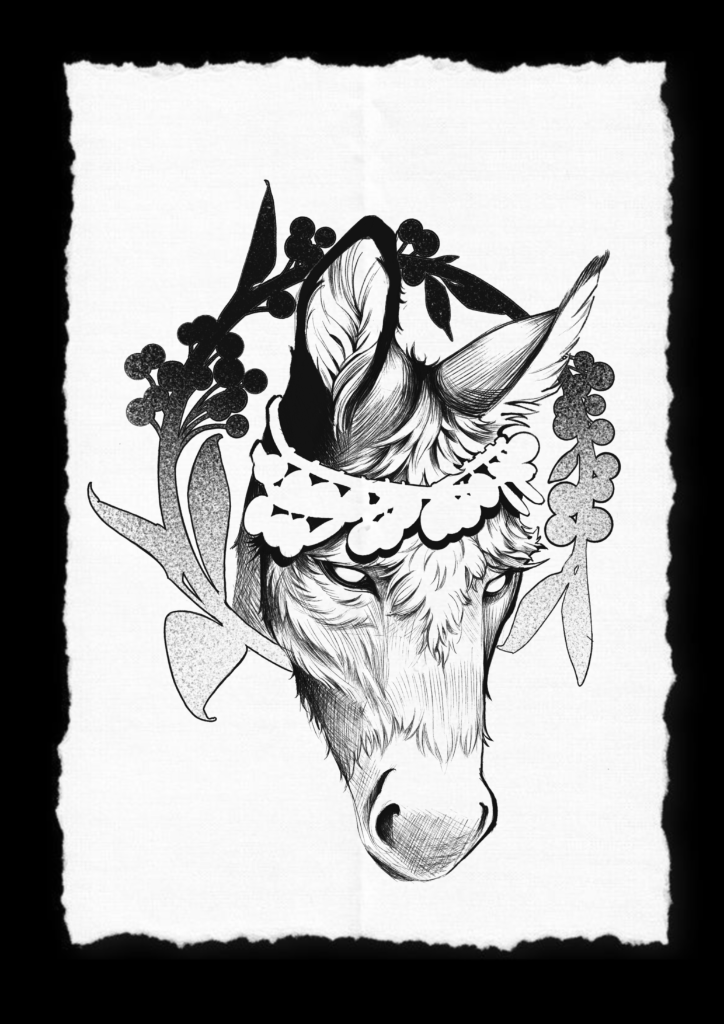 Flash tatouage cheval floral disponible - Anne Bonny Ink