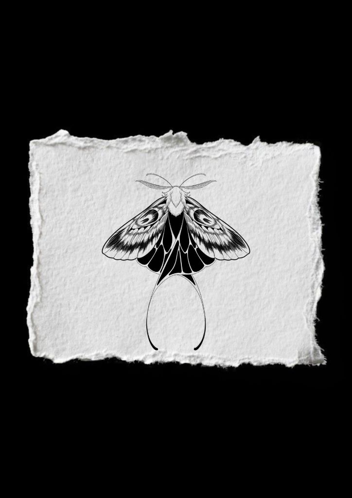 Flash tatouage papillon lune disponible - Anne Bonny Ink