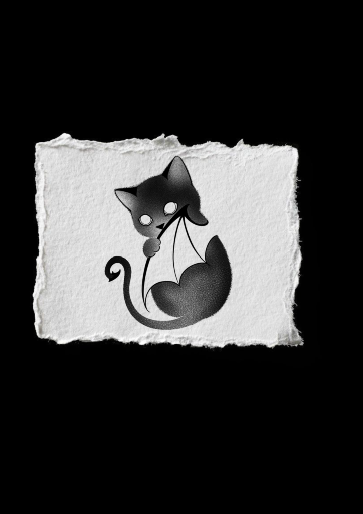 Flash tatouage chat démon ailes disponible - Anne Bonny Ink