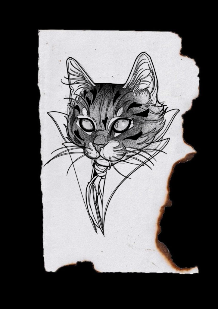 Flash tatouage chat tribal disponible - Anne Bonny Ink