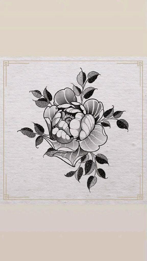 Flash tatouage pivoine botanique disponible - Anne Bonny Ink